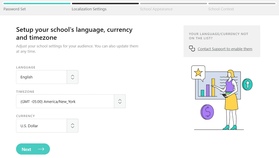 LearnWorlds trial setting